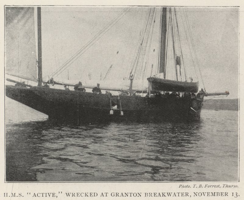 HMS Active, ztroskotala v Granton Breakwater, 13. listopadu od English Photographer