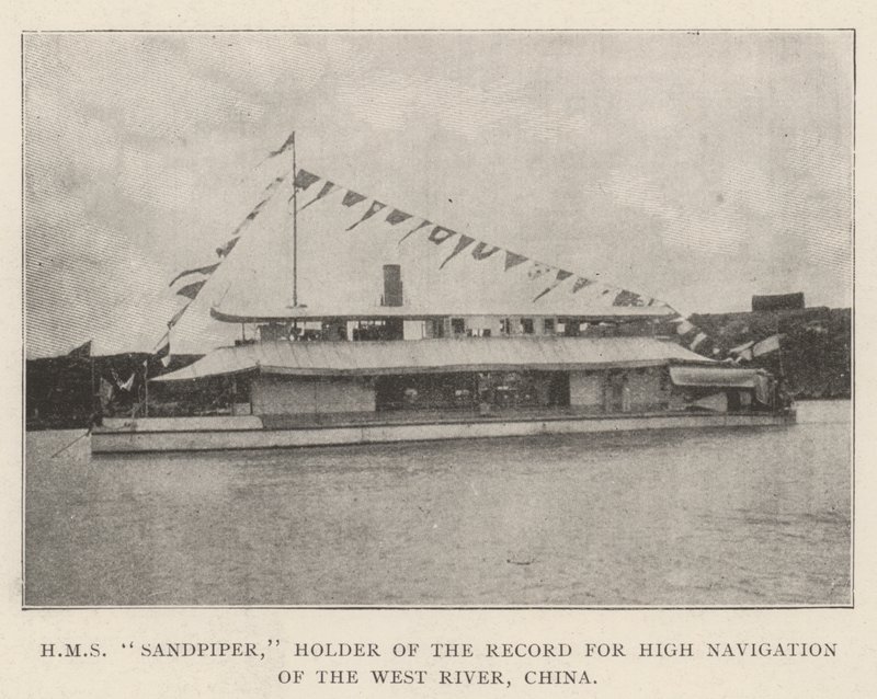 HMS Sandpiper, držitel rekordu ve vysoké plavbě na západní řece, Čína od English Photographer
