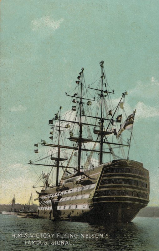 HMS Victory létající Nelsonův slavný signál (foto) od English Photographer
