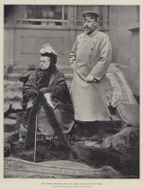 Její Veličenstvo královna a Jeho královská výsost Albert Edward, princ z Walesu od English Photographer