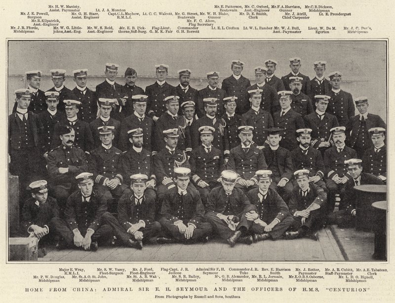 Domov z Číny, admirál Sir E H Seymour a důstojníci HMS Centurion od English Photographer