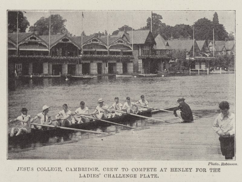 Jesus College, Cambridge, Crew soutěžit v Henley o Ladies Challenge Plate od English Photographer