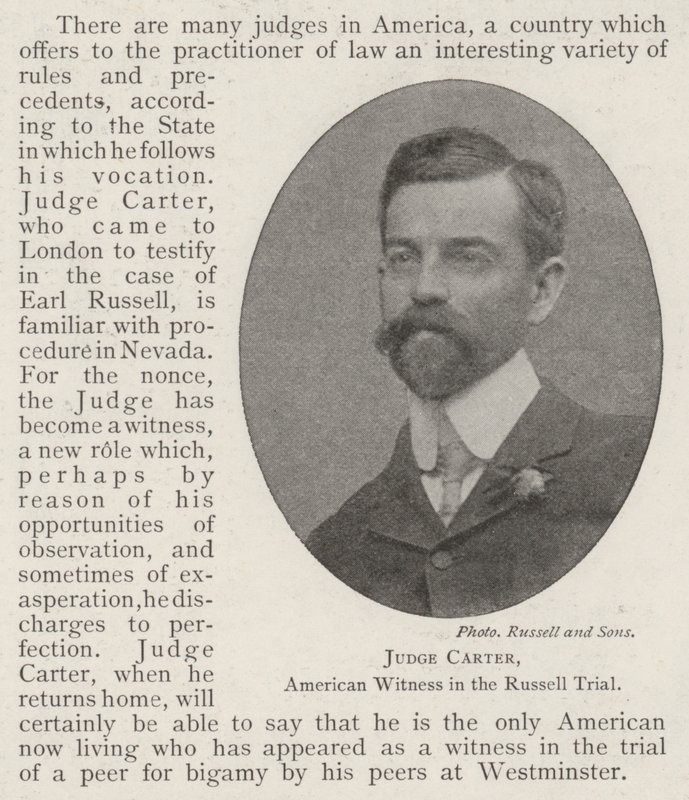 Soudce Carter, americký svědek v procesu s Russell od English Photographer