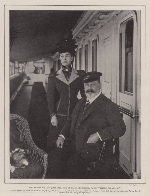 Král Edward VII a královna Alexandra na palubě jachty Jeho Veličenstva Viktorie a Alberta od English Photographer