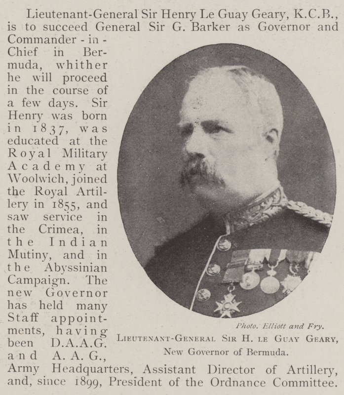 Generálporučík Sir H Le Guay Geary, nový guvernér Bermud od English Photographer