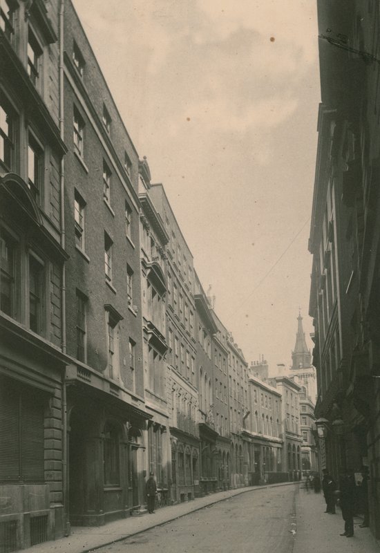Lombard Street, Londýn; fotografie; z června 1885 od English Photographer