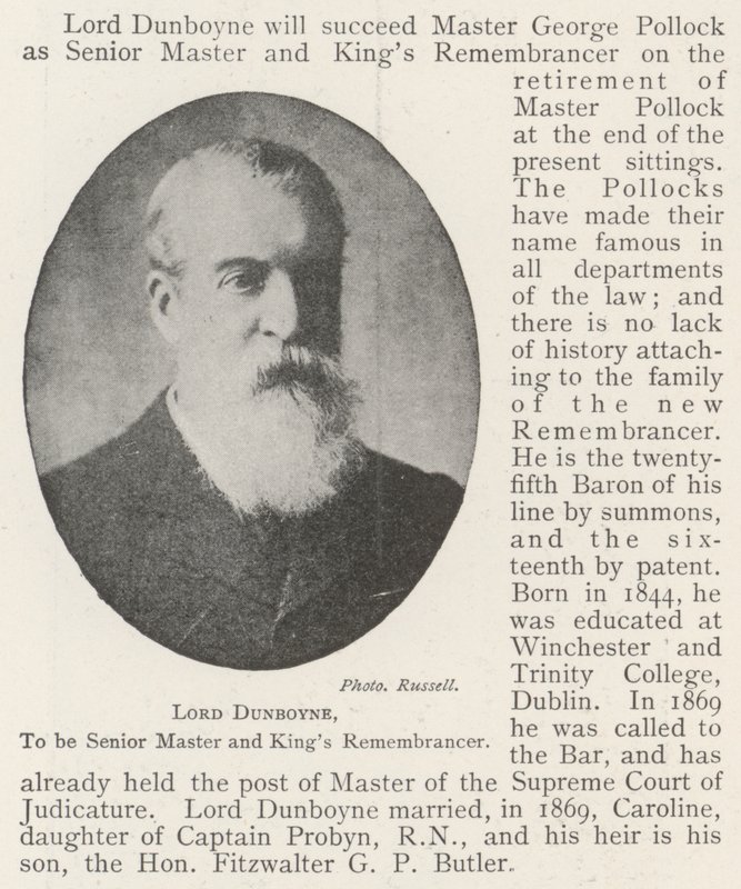 Lord Dunboyne, být starším mistrem a památníkem králů od English Photographer