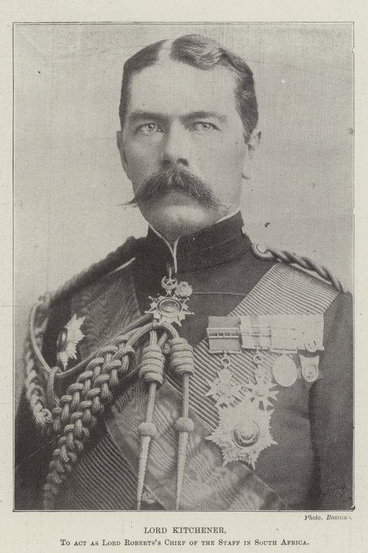 Lord Kitchener, aby působil jako náčelník štábu lorda Robertse v Jižní Africe od English Photographer