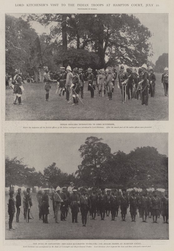 Lord Kitcheners Návštěva indiánských jednotek v Hampton Court, 22. července od English Photographer