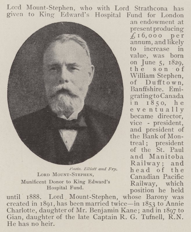 Lord Mount-Stephen, velkorysý dárce fondu nemocnice King Edwards od English Photographer