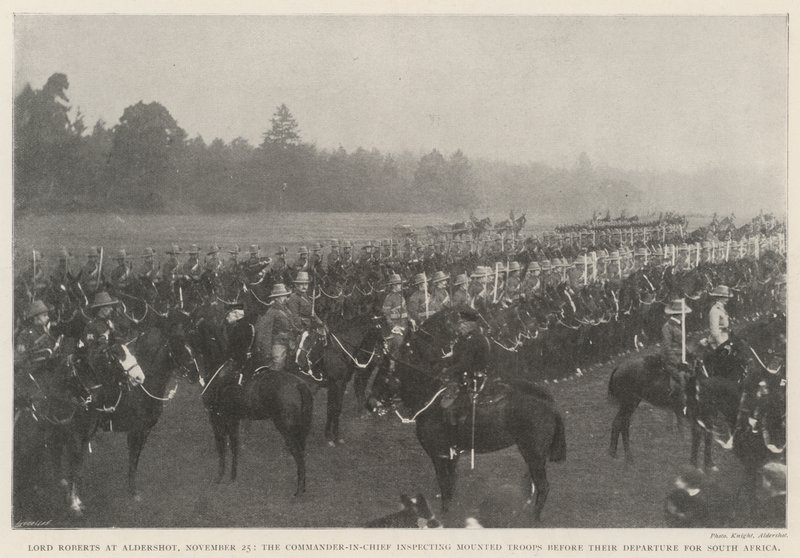 Lord Roberts v Aldershotu, 25. listopadu, vrchní velitel inspekce jízdních jednotek před jejich odjezdem do Jižní Afriky od English Photographer