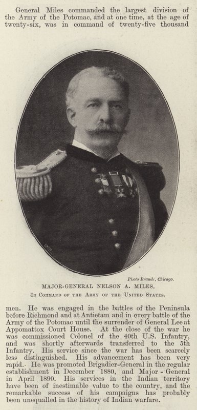Generálmajor Nelson A Miles, ve velení armády Spojených států od English Photographer