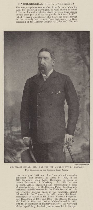 Generálmajor Sir Frederick Carrington, KCMG, nový velitel sil v Jižní Africe od English Photographer