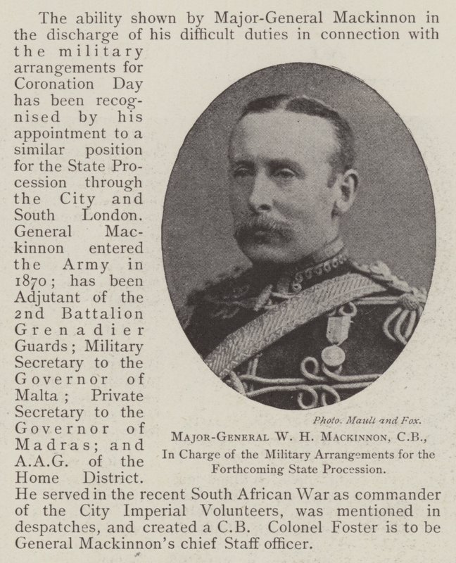 Generálmajor WH Mackinnon, CB, odpovědný za vojenská opatření pro nadcházející státní procesí od English Photographer