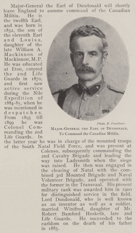 Generálmajor hrabě z Dundonaldu, velel kanadské milici od English Photographer