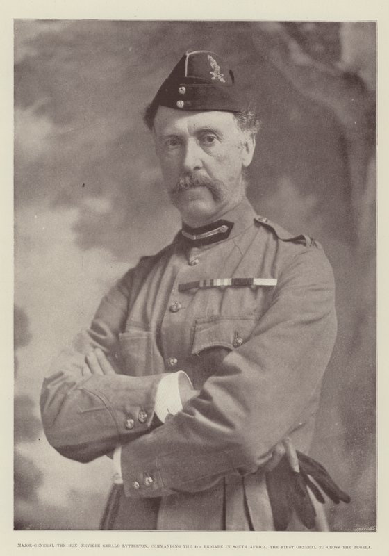 Generálmajor, ctihodný Neville Gerald Lyttelton, velící 4. brigádě v Jižní Africe, první generál, který překročil Tugelu od English Photographer