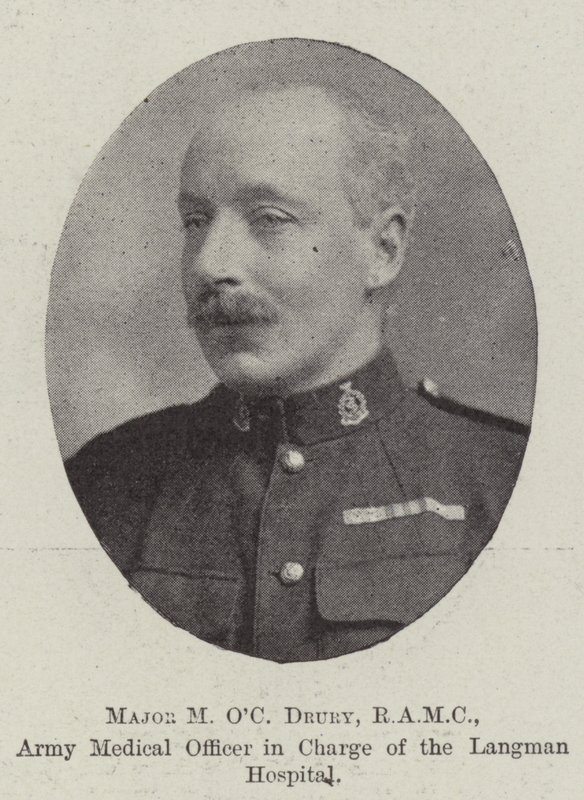 Major M OC Drury, RAMC, armádní lékař velí Langmanově nemocnici od English Photographer