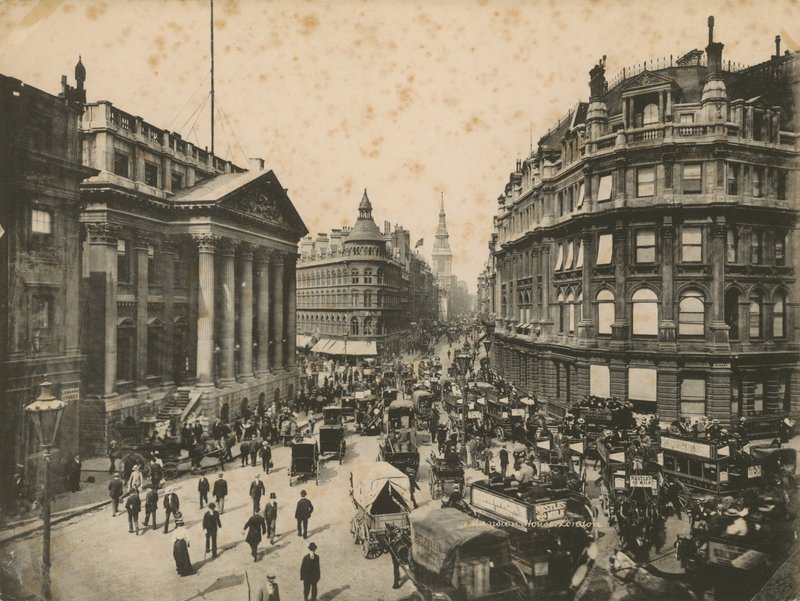 Mansion House, Queen Victoria Street a Cheapside, Londýn od English Photographer