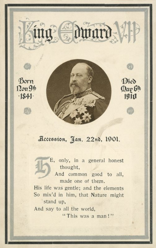 Pamětní karta, král Edward VII (čb fotografie) od English Photographer