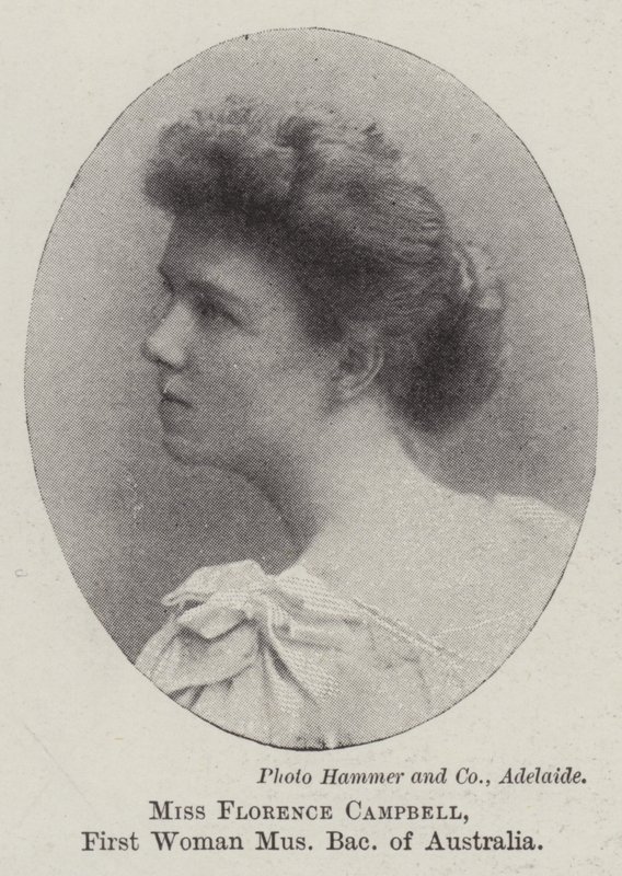 Slečna Florence Campbell, první žena bakalářka hudby v Austrálii od English Photographer