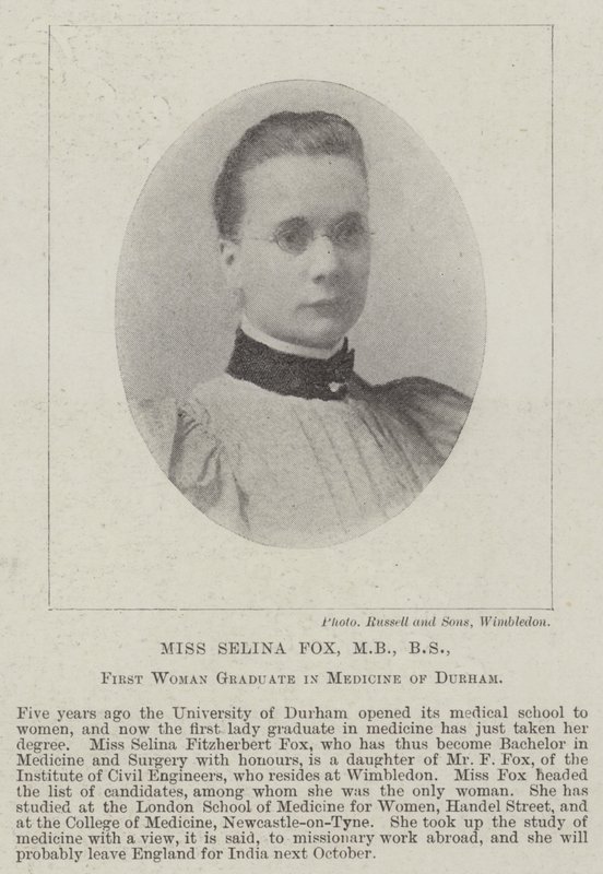 Slečna Selina Fox, MB, BS, první žena absolventka medicíny v Durhamu od English Photographer