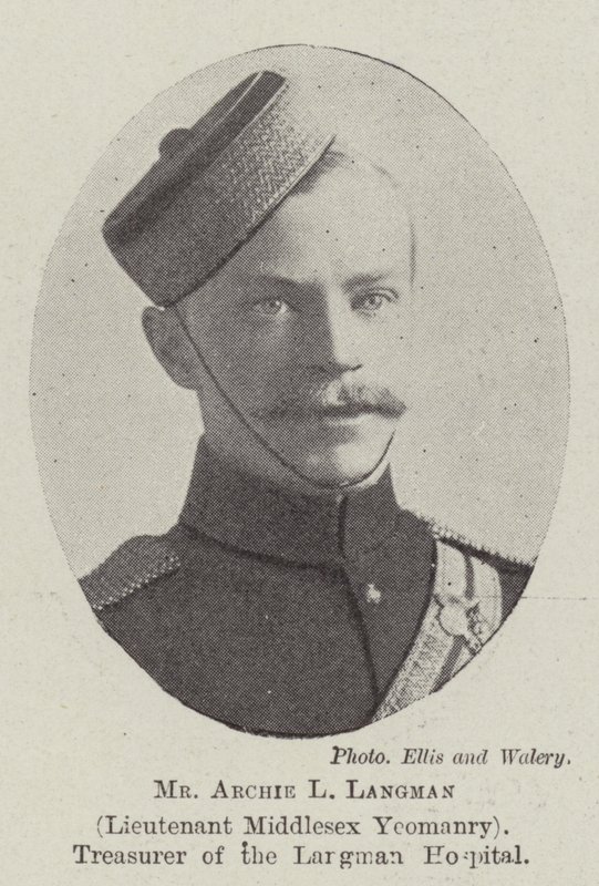 Pan Archie L Langman, poručík Middlesex Yeomanry, pokladník nemocnice Langman od English Photographer
