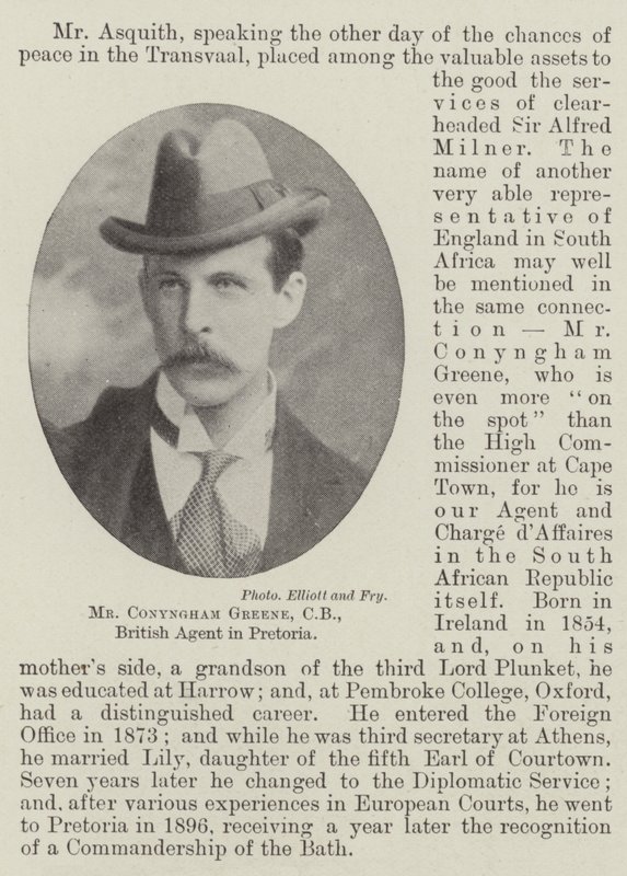 Pan Conyngham Greene, CB, britský agent v Pretorii od English Photographer