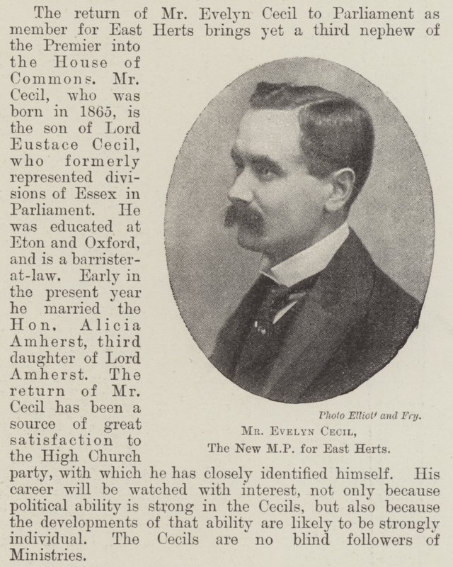 Pan Evelyn Cecil, nový poslanec za East Herts od English Photographer