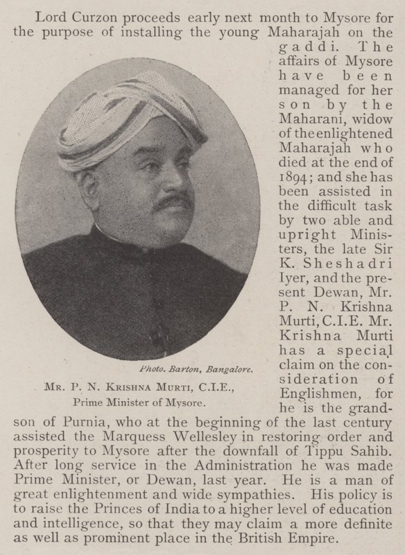 Pan PN Krishna Murti, CIE, předseda vlády Mysore od English Photographer