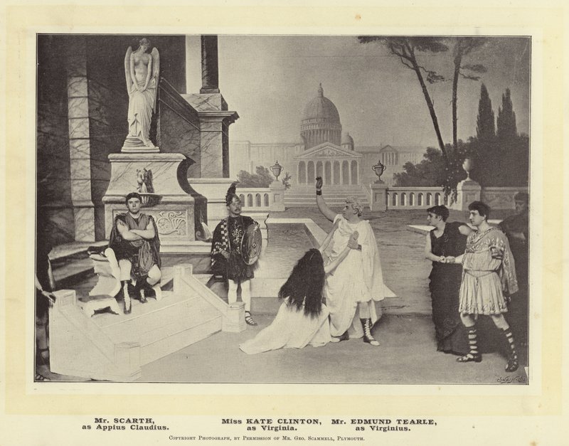 Pan Scarth, jako Appius Claudius. Slečna Kate Clintonová jako Virginie. Pan Edmund Tearle jako Virginius od English Photographer