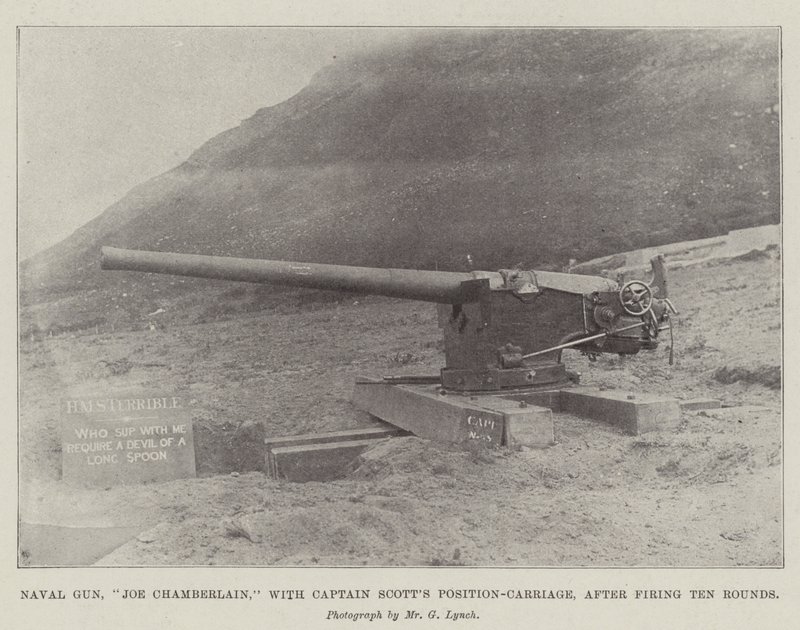 Naval Gun, Joe Chamberlain, s kapitánem Scotts Position-Carriage, po vypálení deseti ran od English Photographer