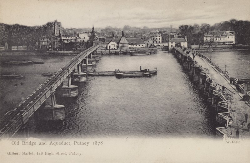 Starý most a akvadukt, Putney, 1878 od English Photographer