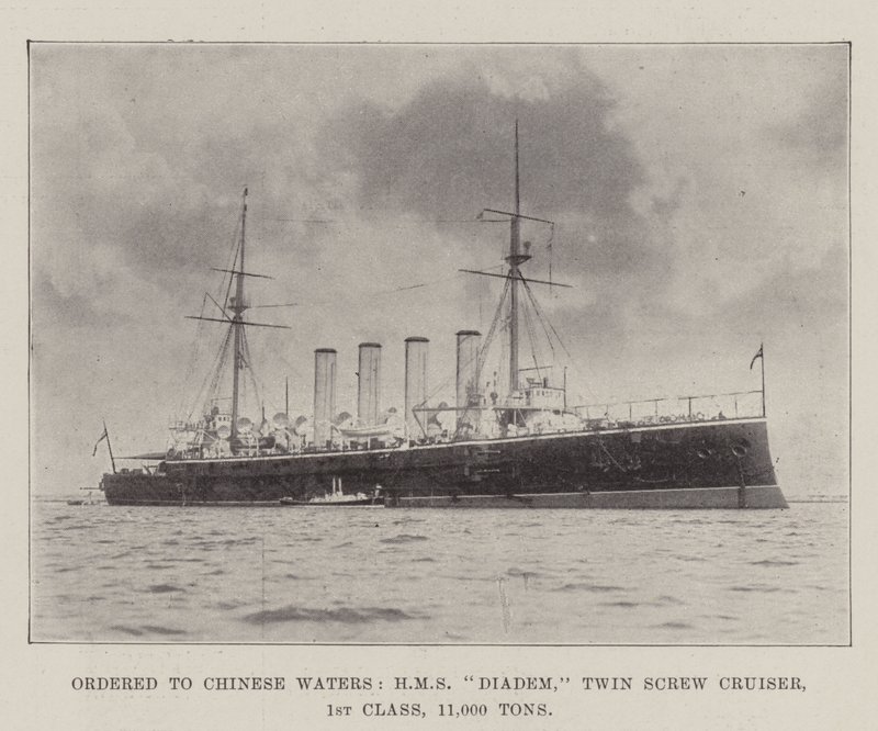 Objednáno do čínských vod, HMS Diadem, Twin Screw Cruiser, 1. třída, 11 000 tun od English Photographer