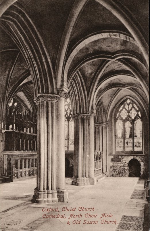 Oxford, Christ Church Cathedral, North Choir Aisle, Old Saxon Church (č/b foto) od English Photographer