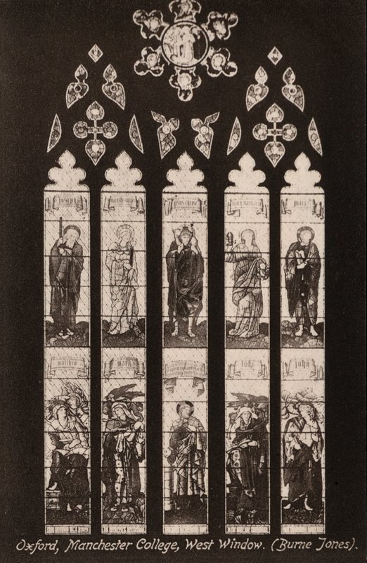 Oxford, Manchester College, West Window, Burne Jones (č/b foto) od English Photographer