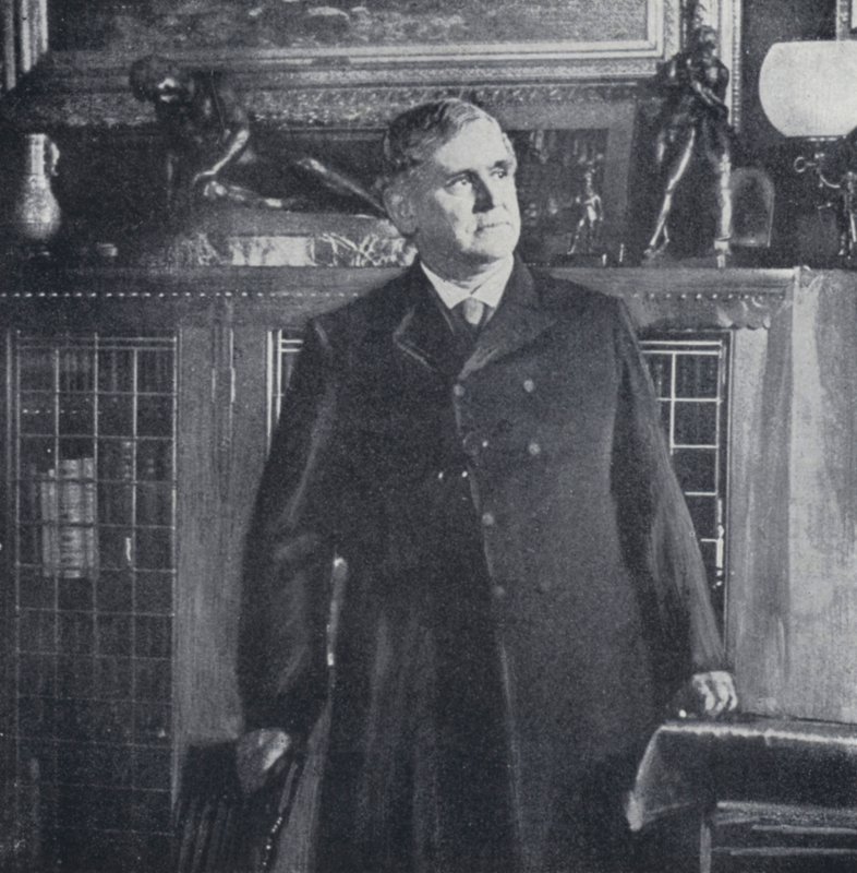 Phillips Brooks ve své studii (černobílá fotografie) od English Photographer