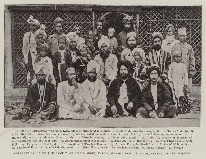Portrétní skupina rodiny Hafize Abdula Karima, Munshiho a indického tajemníka Jejího Veličenstva od English Photographer