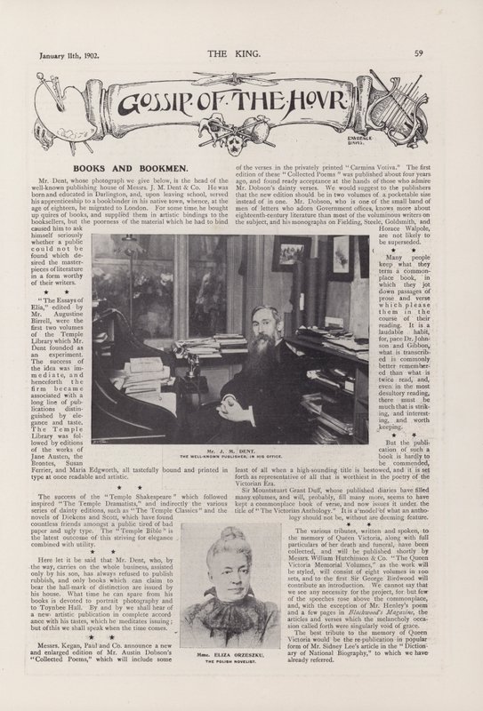 Portrét pana J. M. Denta, známého vydavatele v jeho kanceláři (černobílá fotografie) od English Photographer