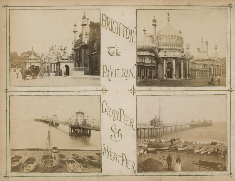 Pohlednice s obrázky zobrazujícími pohledy na Brighton od English Photographer