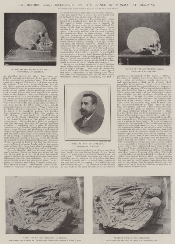 Pravěký člověk, objevy monackého prince v Mentone od English Photographer