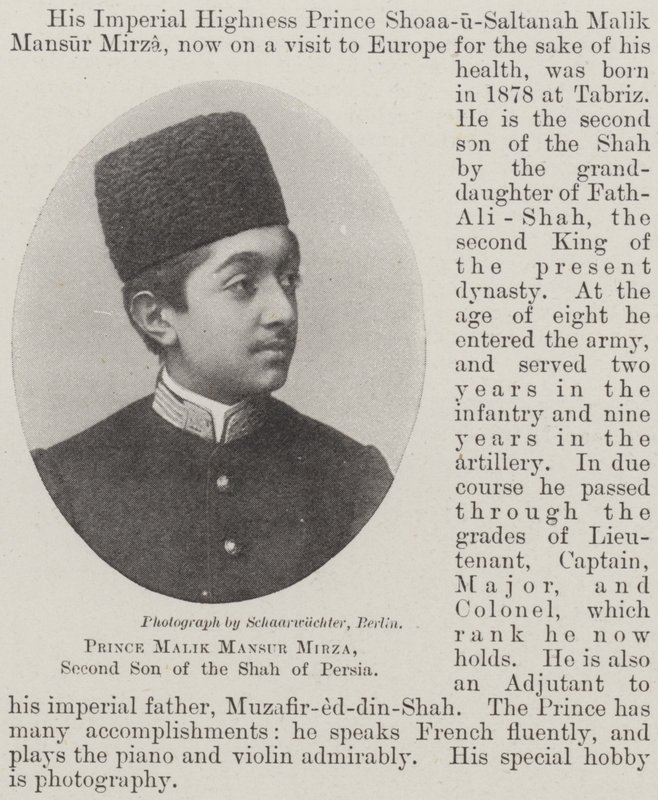 Princ Malik Mansur Mirza, druhý syn šáha z Persie od English Photographer
