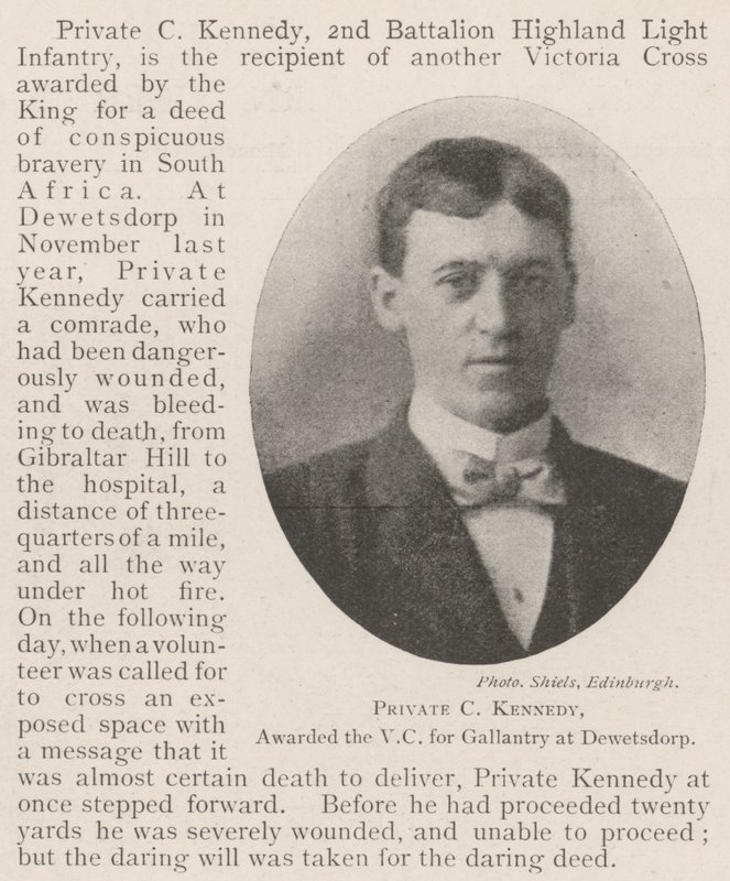 Vojín C Kennedy, oceněný VC za galantnost v Dewetsdorpu od English Photographer