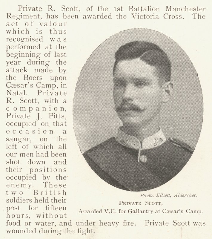 Vojín Scott, oceněný VC za statečnost v Caesars Camp od English Photographer