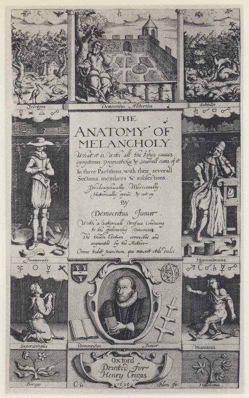 R Burton, The Anatomy of Melancholy, třetí vydání, J Lichfield pro H Cripps, Oxford 1628 (č/b foto) od English Photographer