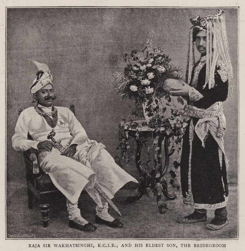 Raja Sir Wakhatsinghi, KCIE a jeho nejstarší syn, ženich od English Photographer