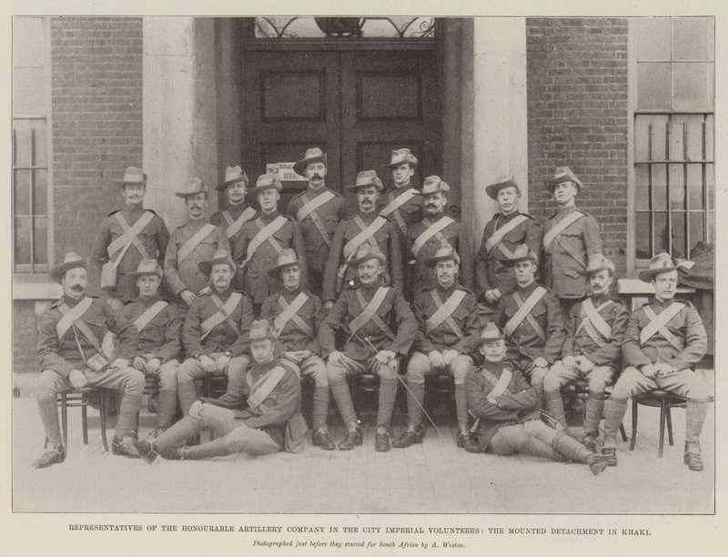 Zástupci ctihodné dělostřelecké roty ve městě Imperial Volunteers, jízdního oddílu v Khaki od English Photographer