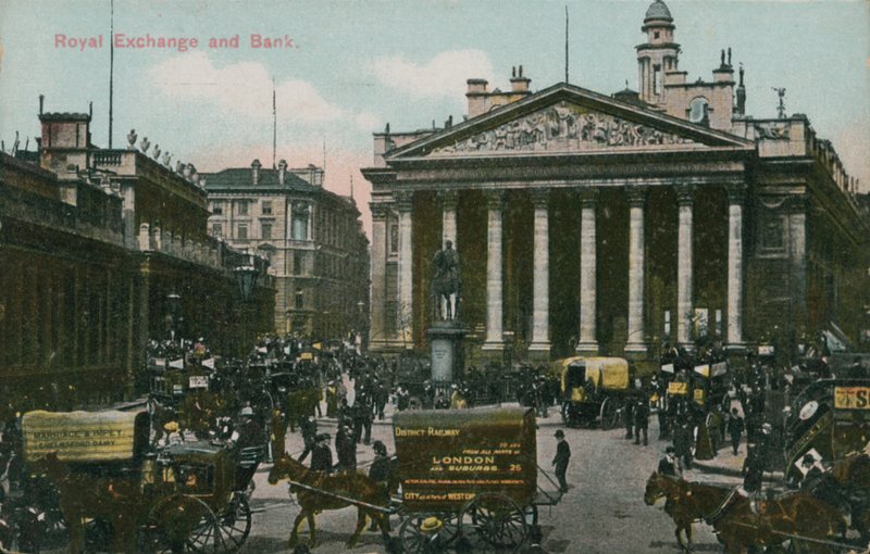 Royal Exchange and Bank, Londýn od English Photographer