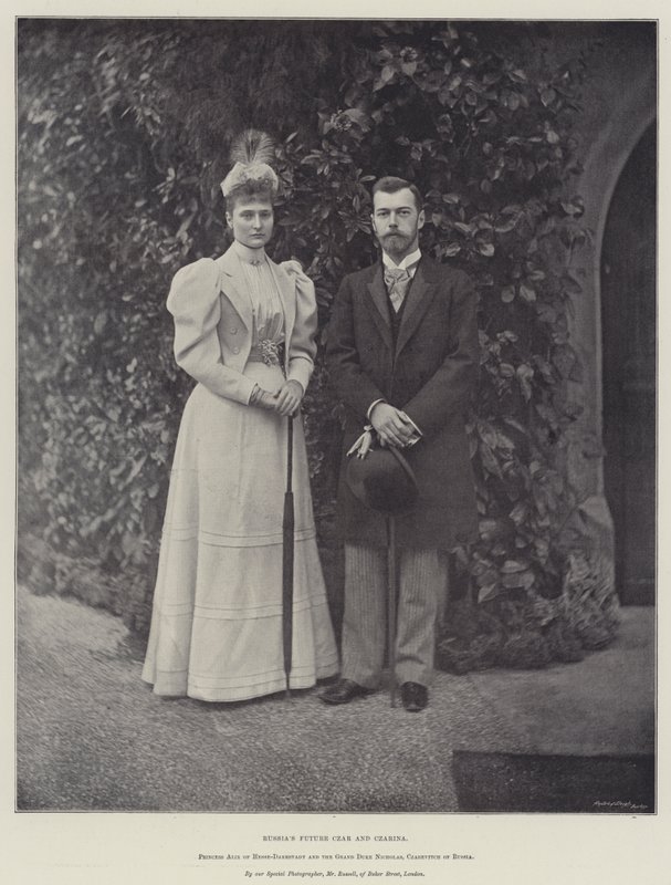Budoucí ruský car a carevna, princezna Alix Hesensko-Darmstadtská a velkovévoda Nicholas, carevič Ruska od English Photographer