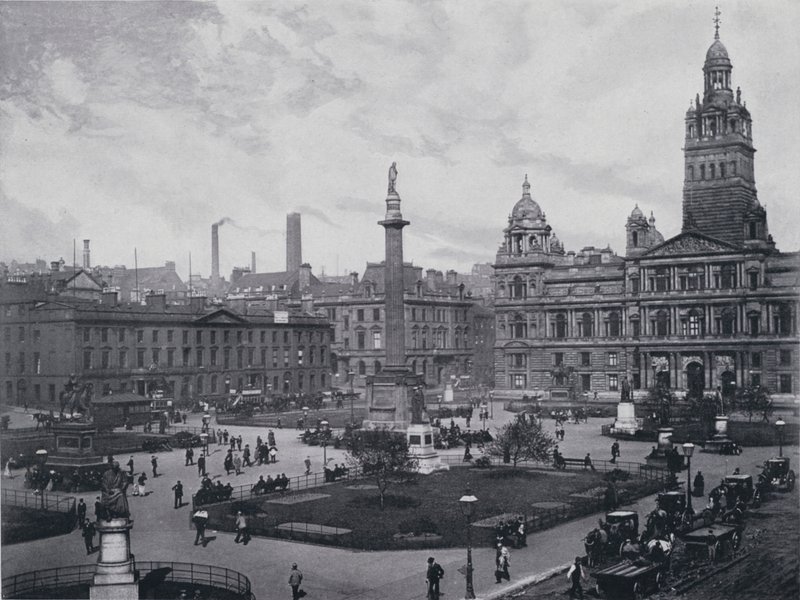 Skotsko: Glasgow, George Square (černobílá fotografie) od English Photographer