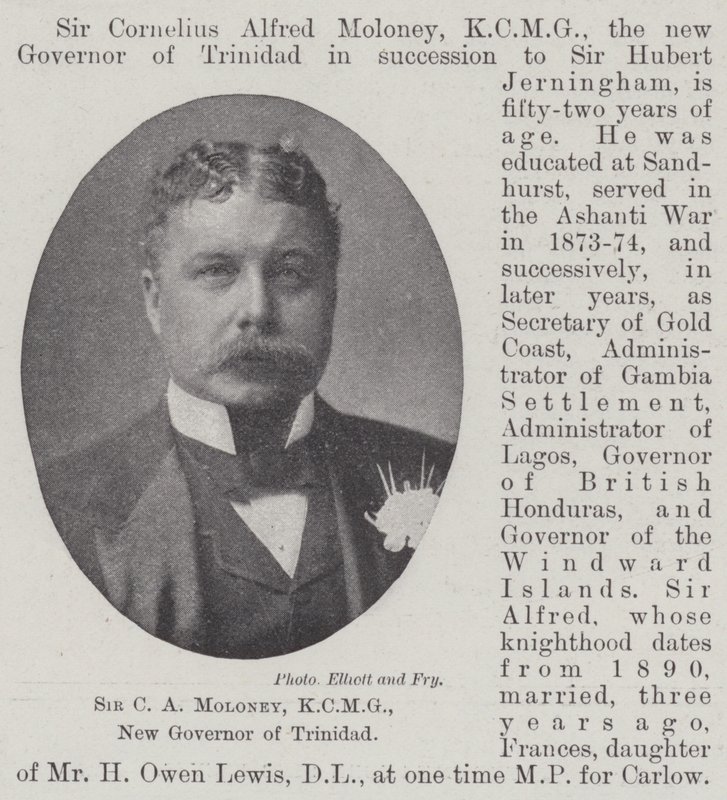 Sir C A Moloney, KCMG, nový guvernér Trinidadu od English Photographer